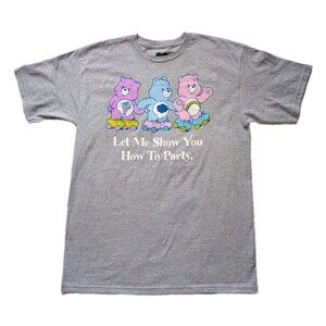 💚 5/$25 Care Bears Small T-Shirt Let Me Show You How to Party Gray Roller Skate